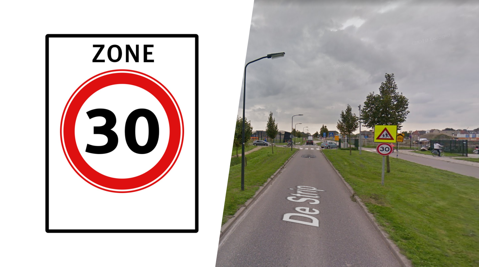 Borden 30 km zone op De Strip in Zwaag - OnsWestfriesland.nl