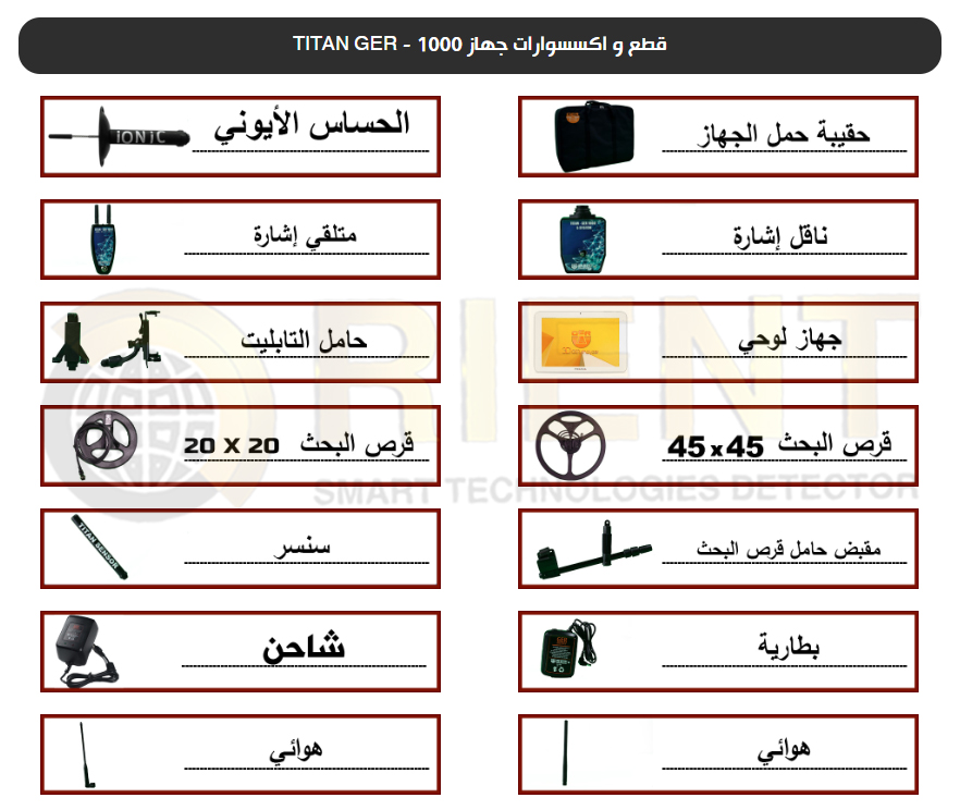 محتويات حقيبة جهاز تيتان جير 1000
