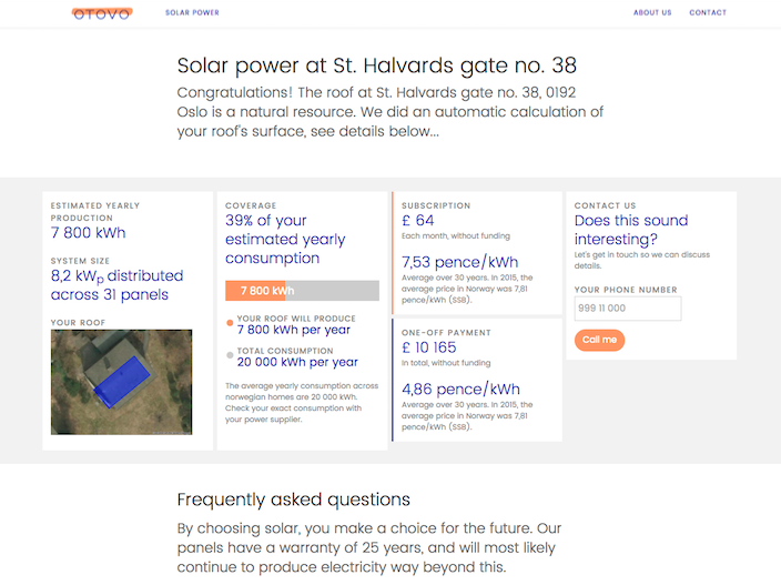 Result page. How the final solar installation on the roof ends up