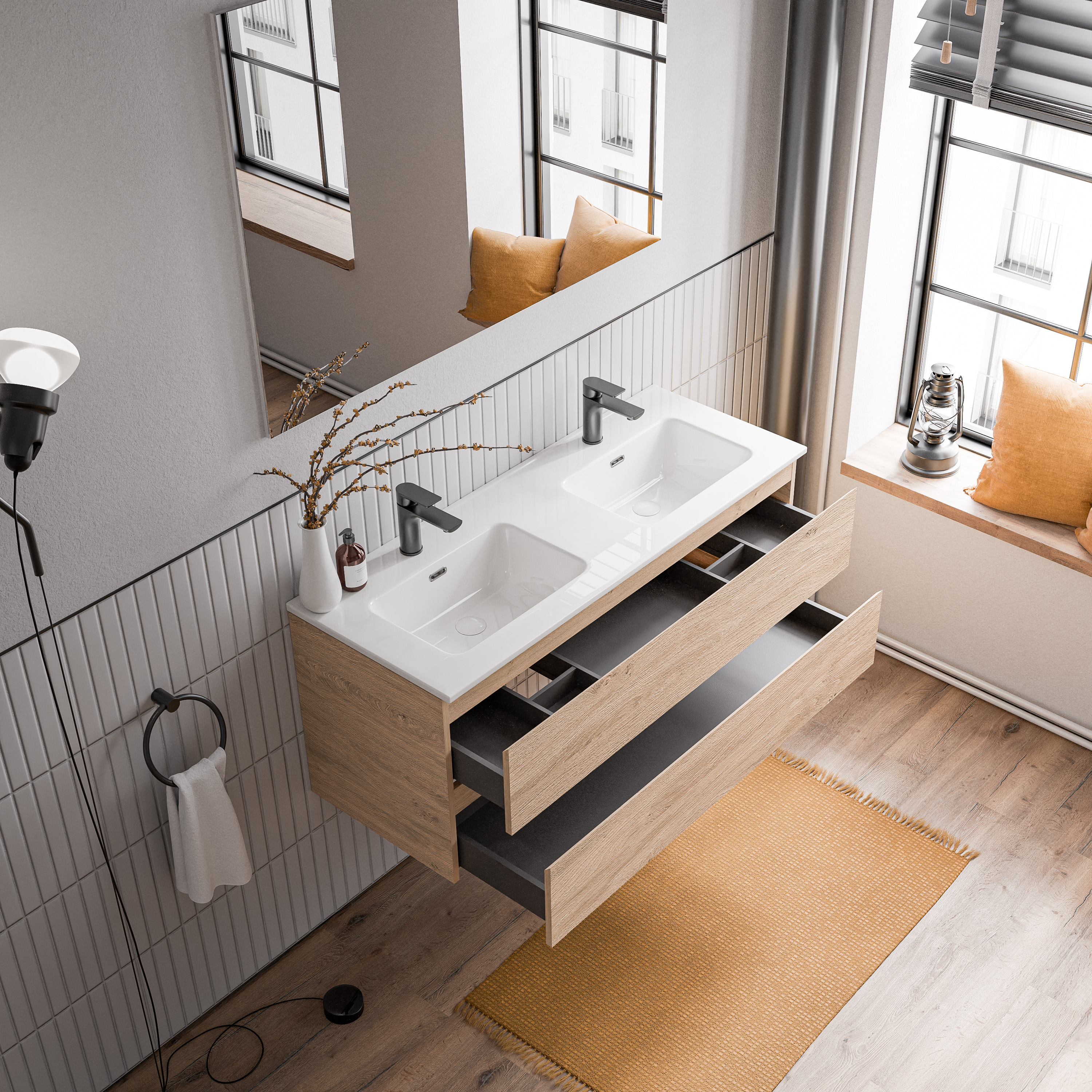 Blanc brillant / Béton