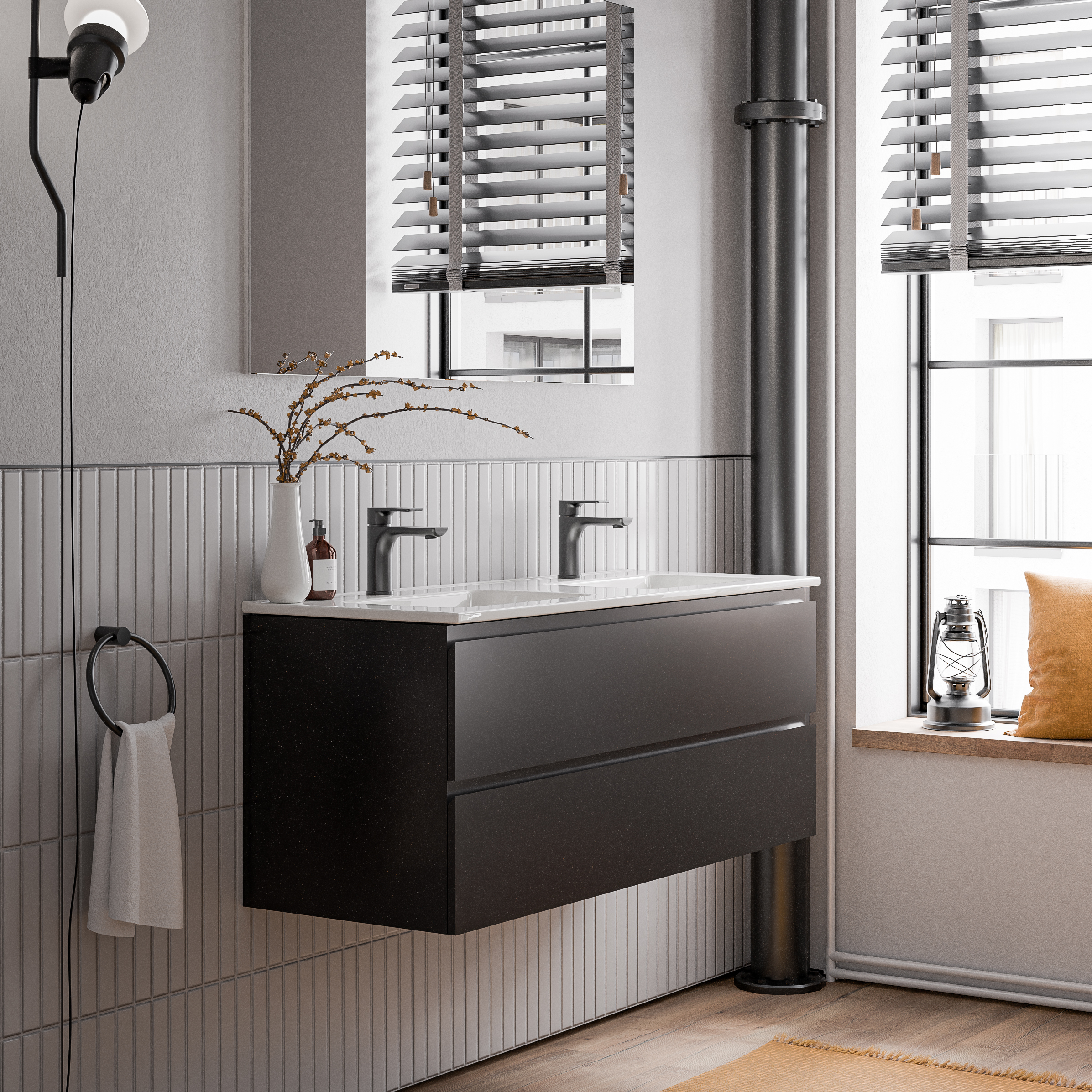 Weiß glänzend / Beton