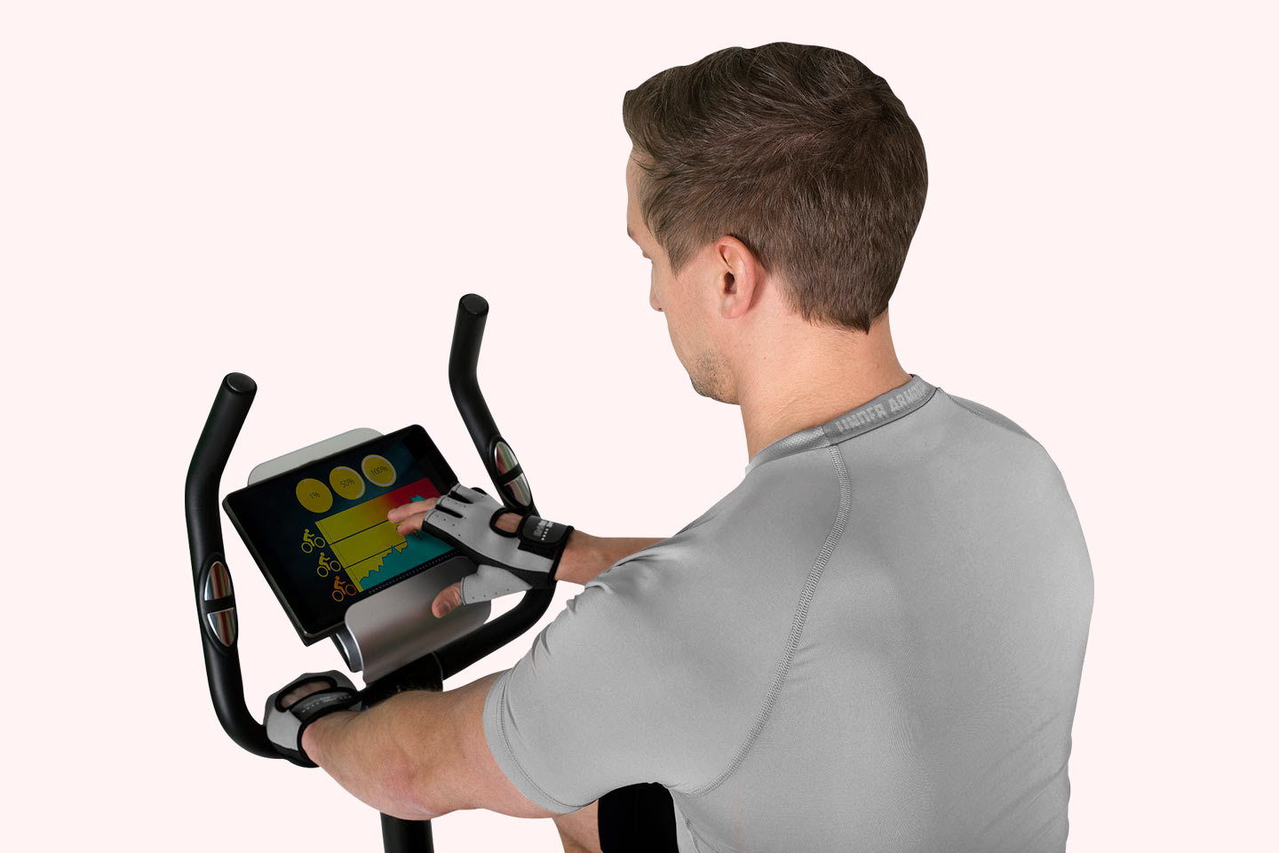 Ergometer EMT 2200 inkl. Pulsgurt: Display mit Halterung für Smartphone und Tablet am verstellbaren Lenker