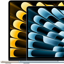 Dva notebooky MacBook Air znázorňujú relatívnu veľkosť displejov: uhlopriečky dlhé 13,6 palca a 15,3 palca