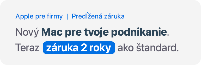 Predĺžená záruka na Mac pre firmy a podniuateľov