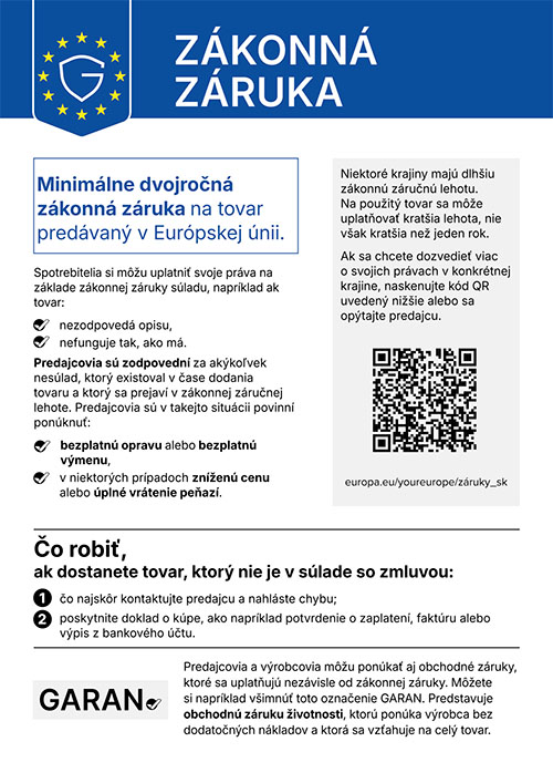 Oznámenie Zákonná záruka – EÚ