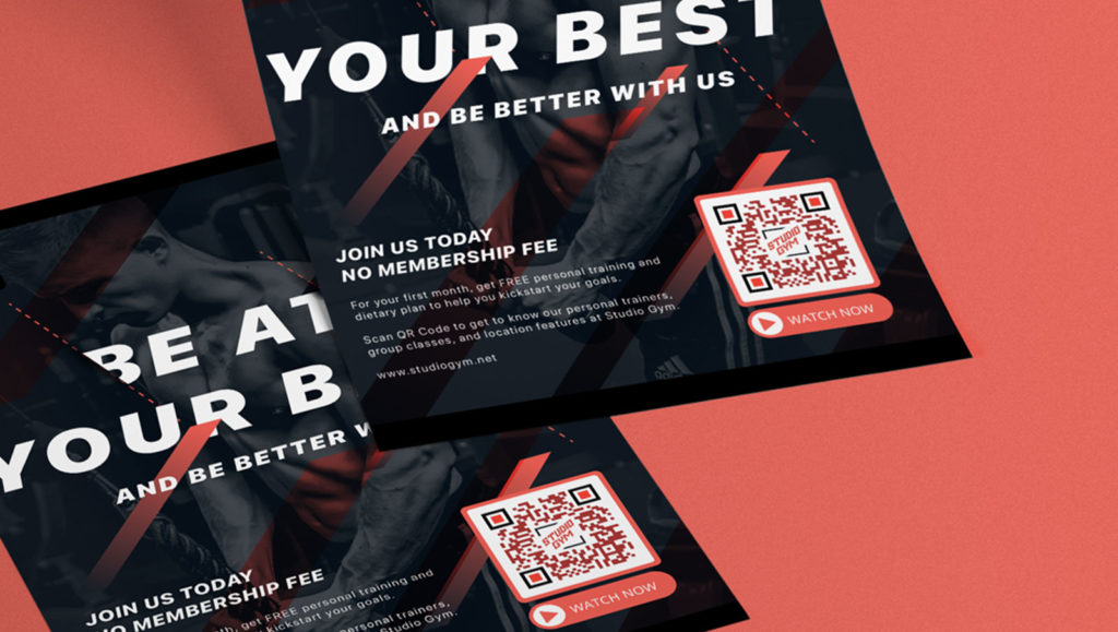 A Video QR Code connects users with a video that encourages making a gym membership purchase