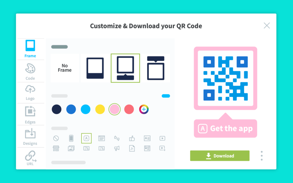 Customize App Store QR Code frames, icons, edges, logo, and colors.