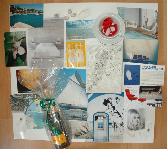 Das Mood Board von Sabina zeigt eine wilde Mischung aus Motiven, Stimmungen und 3D-Elementen.