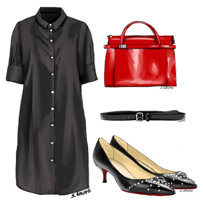 Kombinieren Sie ein schlichtes Blusenkleid mit einem edlen Ledergürtel, Pumps und einer Lady-Bag und schon sind Sie klassisch-elegant angezogen.
