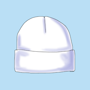 Eine Rollmütze oder Beanie lässt die Stirnpartie breiter erscheinen.