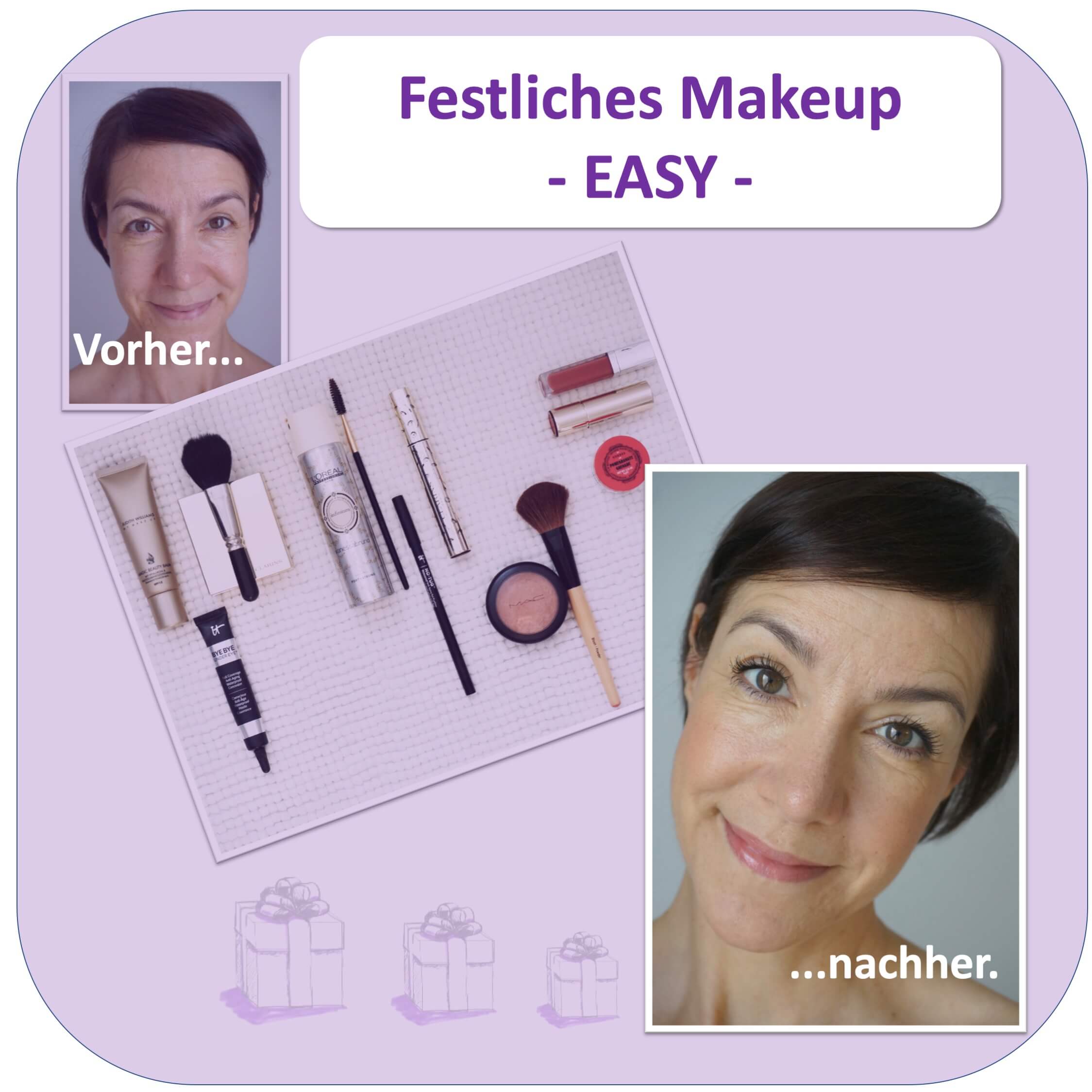 Der Vorher-Nachher-Effekt des ersten Makeup-Tutorials der Schminktante: Es ist mit den gezeigten Tools ganz easy herzustellen.