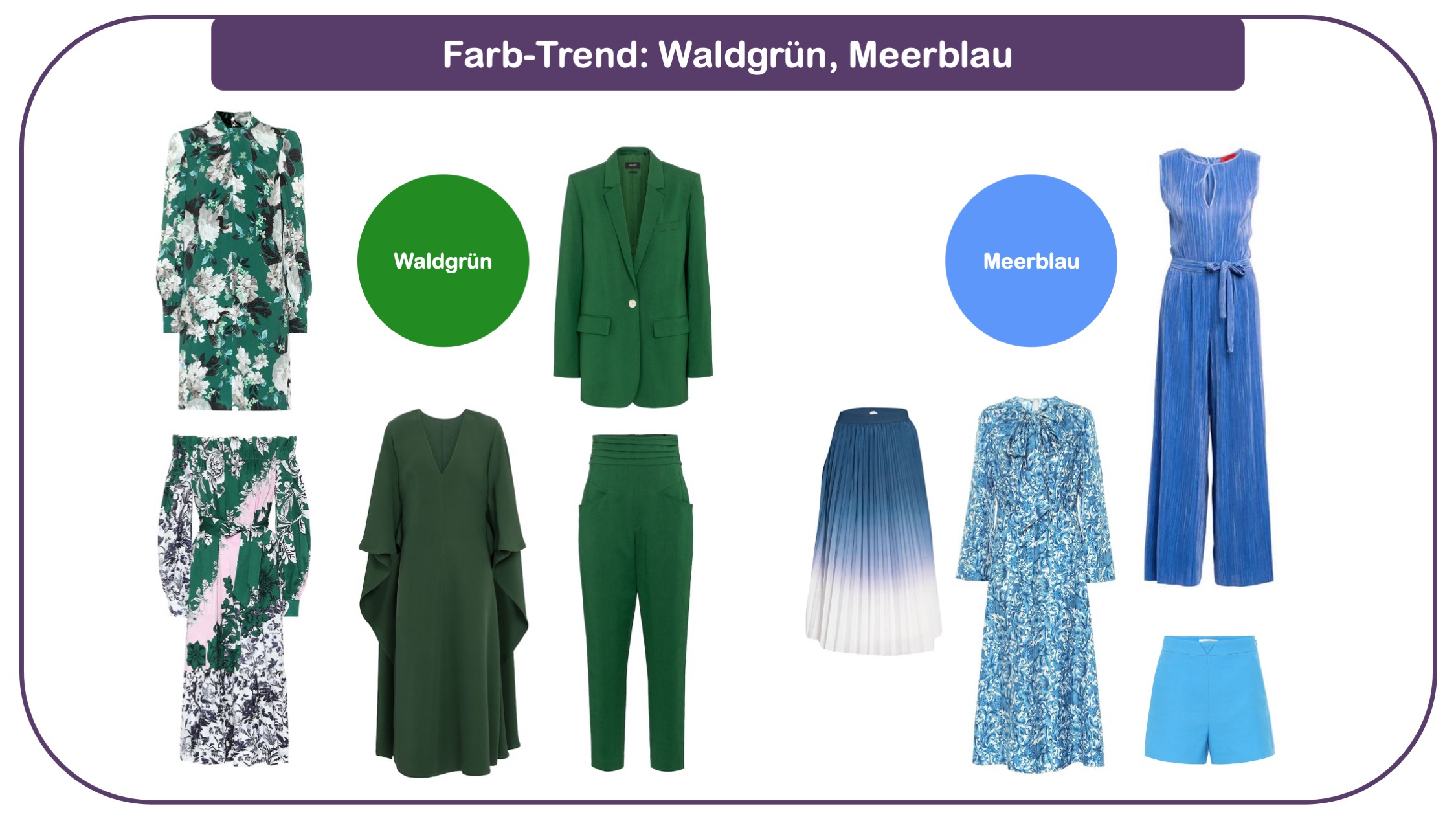 Modetrends für Frauen 40 plus - Waldgrün und Meerblau