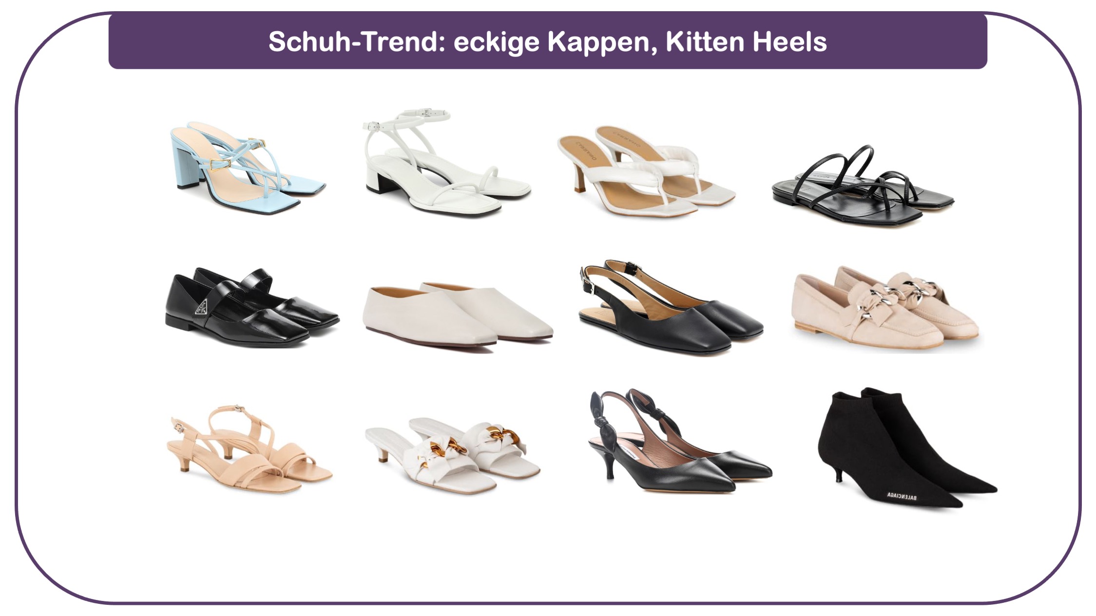 Modetrends für Frauen 40 plus - eckige Kappen und Kitten Heels