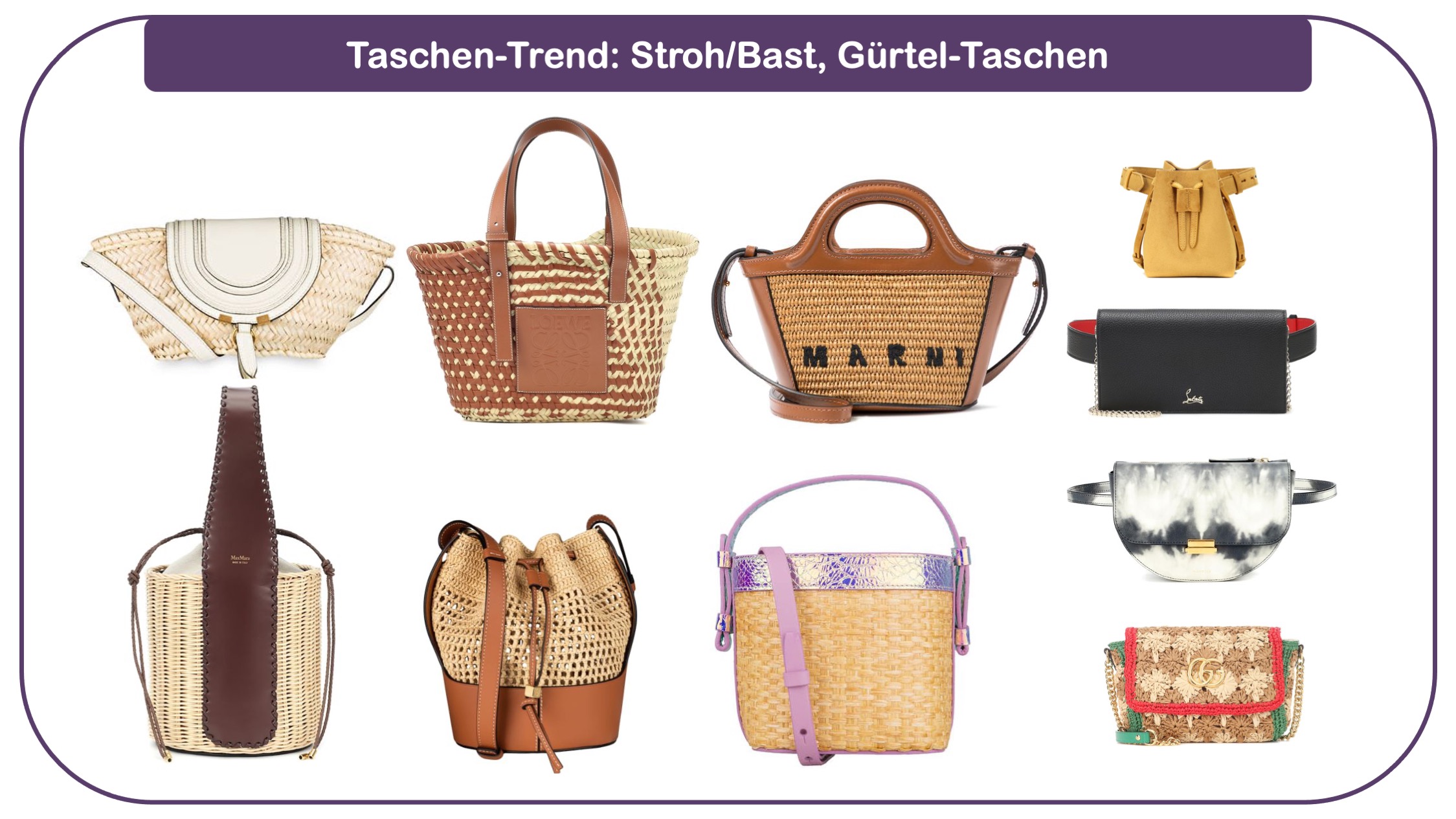 Modetrends für Frauen 40 plus - Stroh- und Basttaschen sowie Gürteltaschen