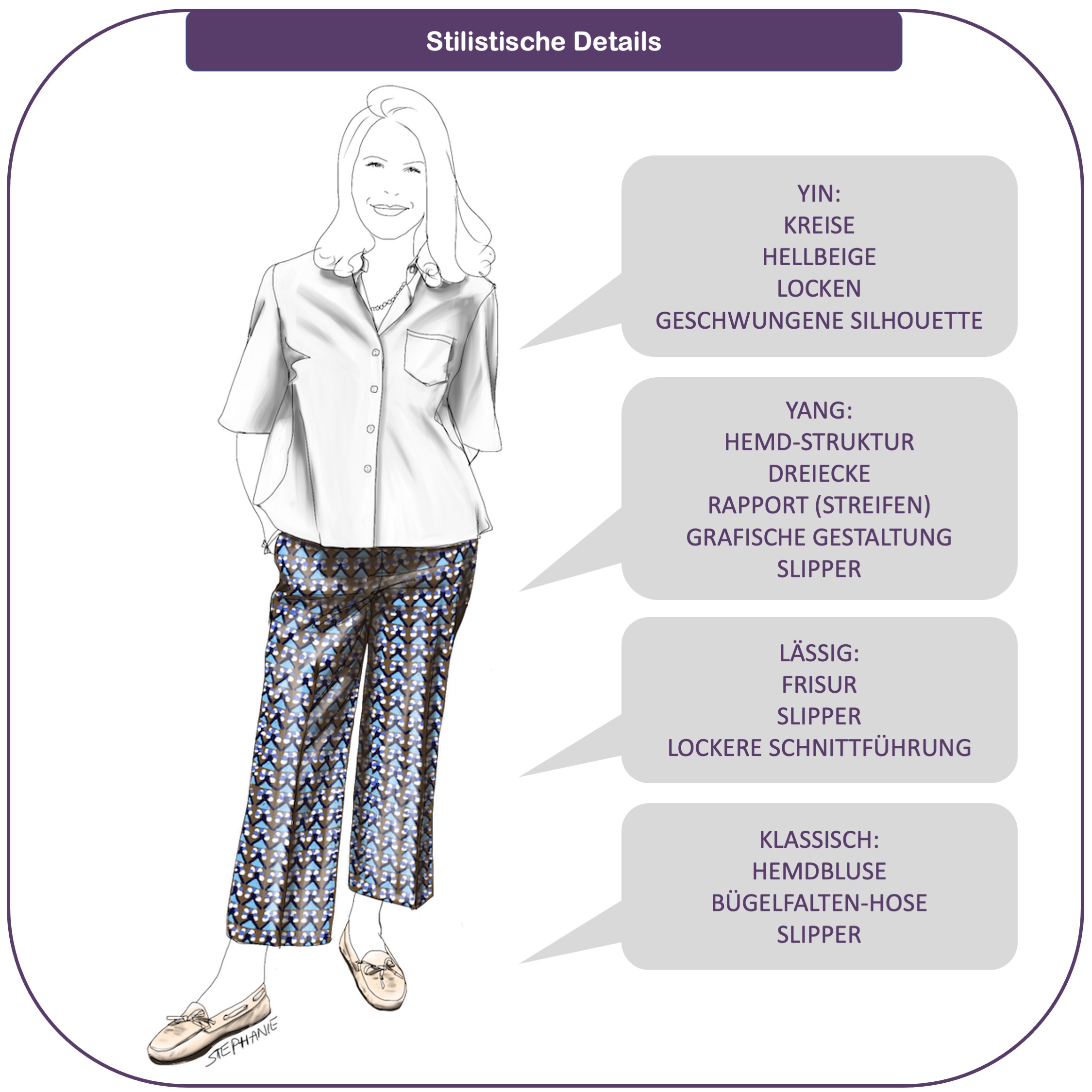 Stilistische Details des Looks im entspannten Casual Chic