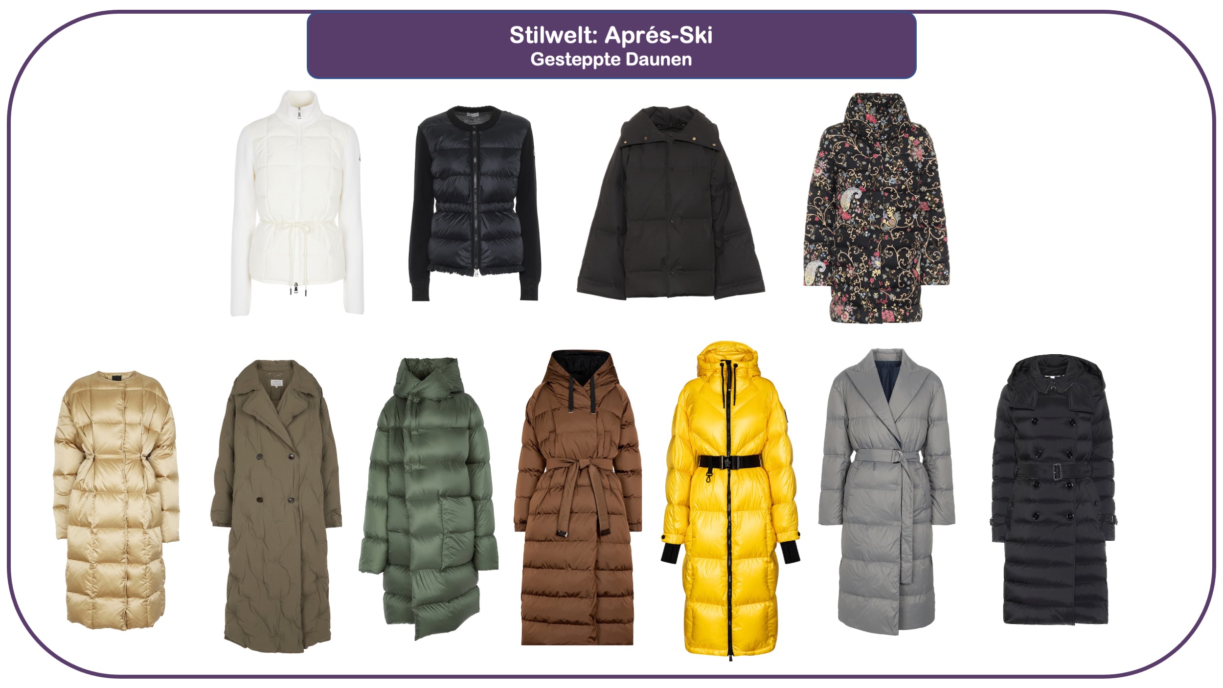 Modetrends für Herbst und Winter 2021/22 - Daunen jacken und Daunenmäntel