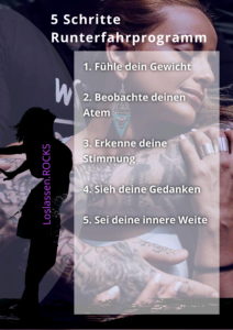 Anspannung Loslassen - Infografik mit dem 5-Schritte-Runterfahr-Programm