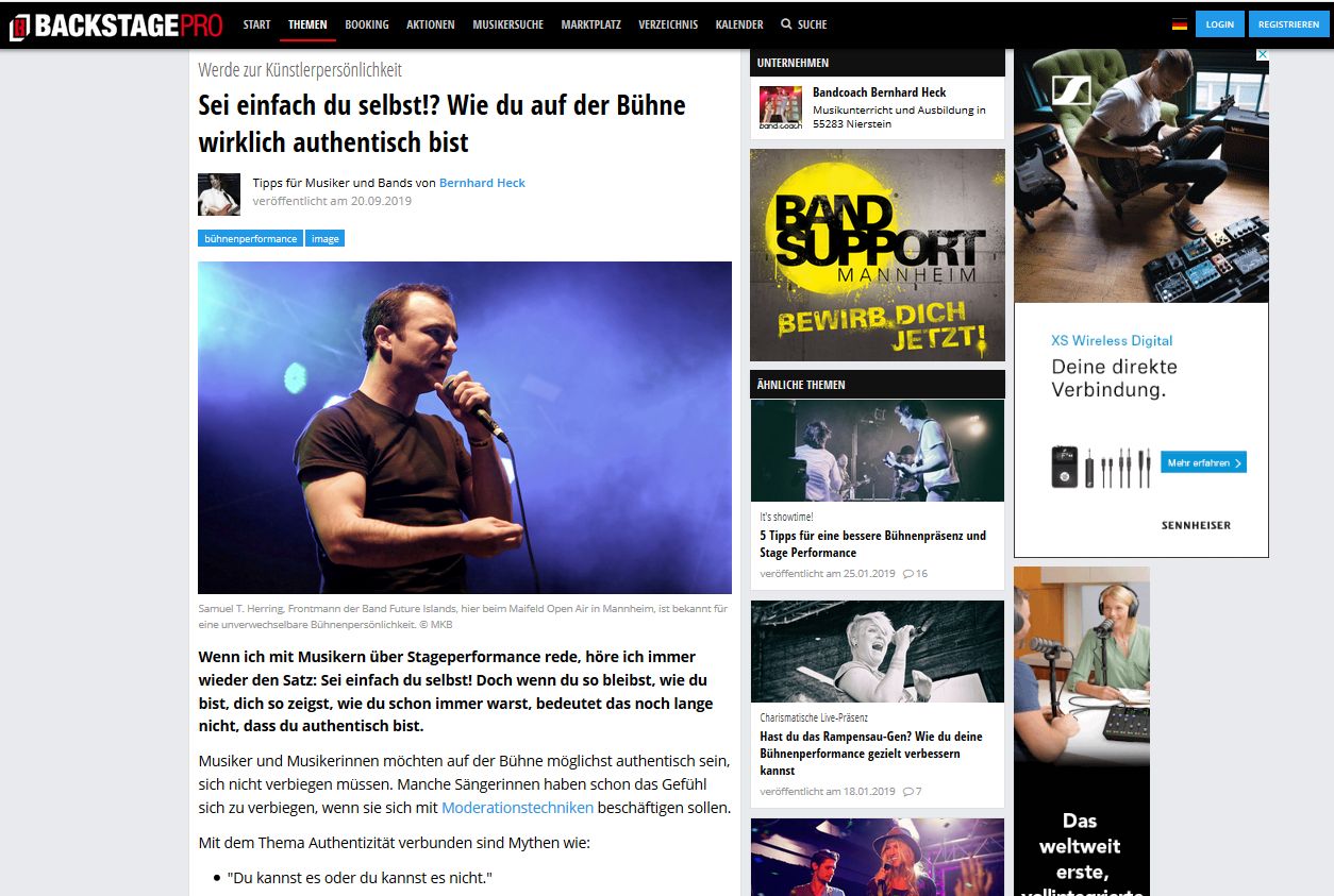 authentisch sein – backstagepro-Artikel