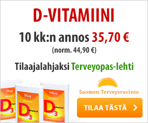 10kk annos (300 kapselia) D-vitamiinia vain 35,70€