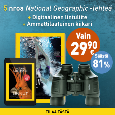 5 numeroa National Geographic -lehteä + Ammattilaatuinen kiikari vain 29,90 €
