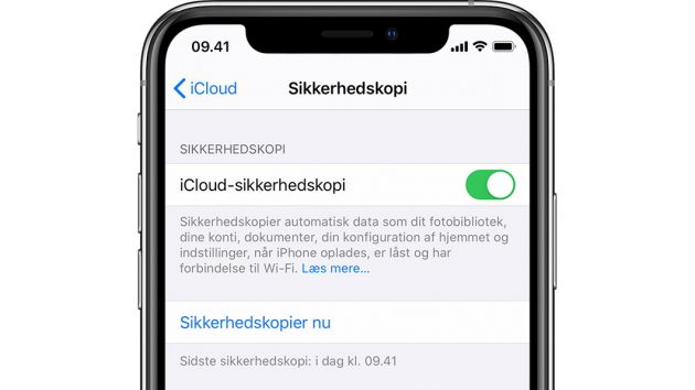 sikkerhedkopi med icloud