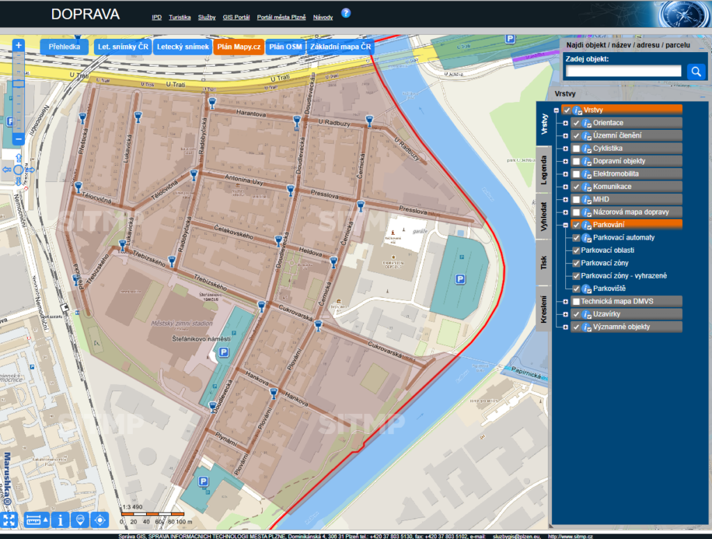 Parkovací zóna G včetně umístění parkomatů