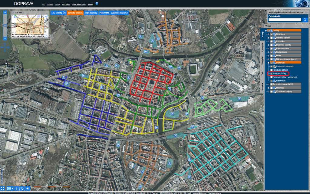 Přehled parkovacích zón v Plzni, které jsou aktuální k 5.1.2026