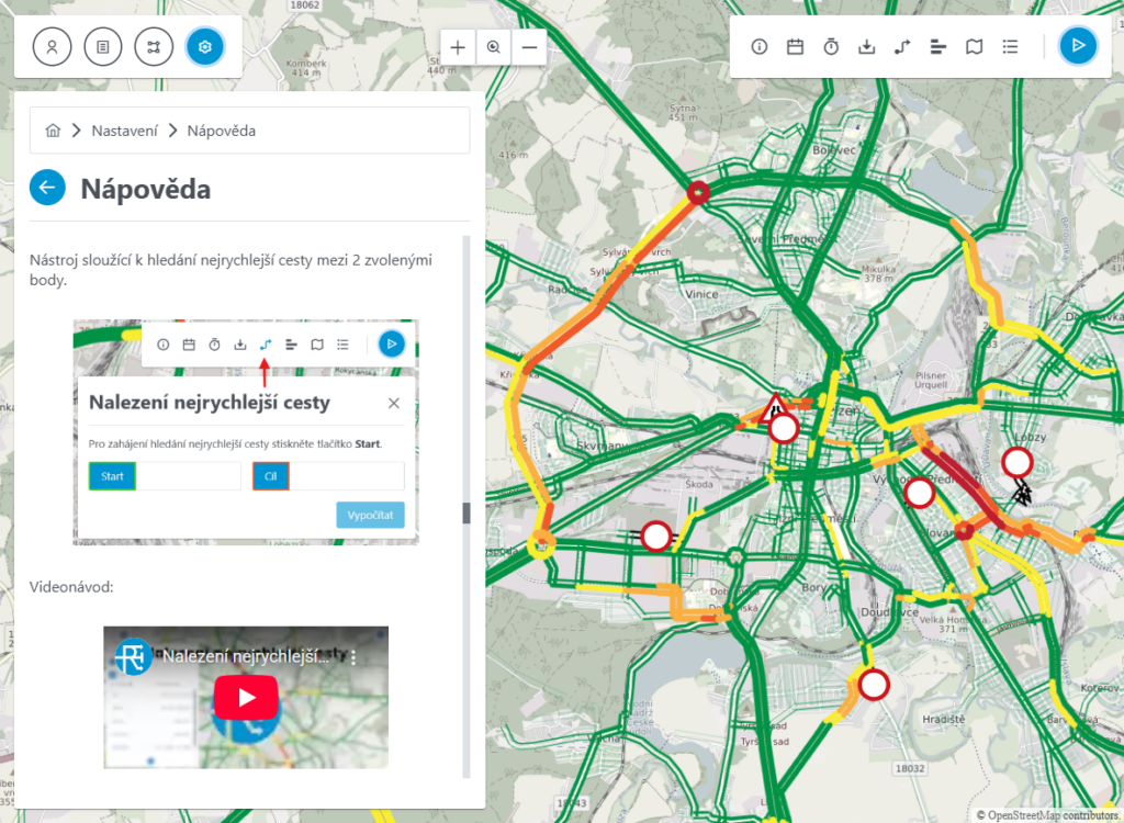 Ukázka nápovědy k aplikaci s vytvořenými videonávody