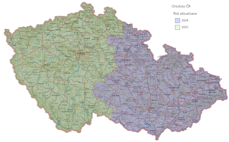 Stav aktualizace Ortofota ČR ve dvouletém cyklu
