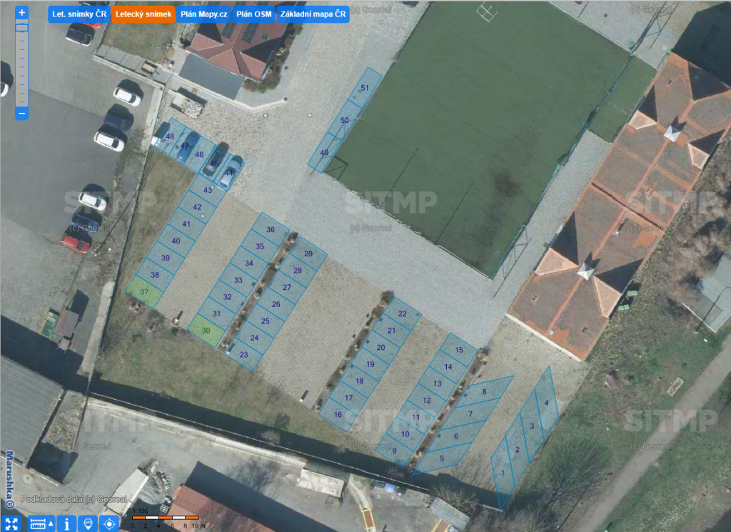 Parkovací místa SITmP v areálu Cukrovarská 20