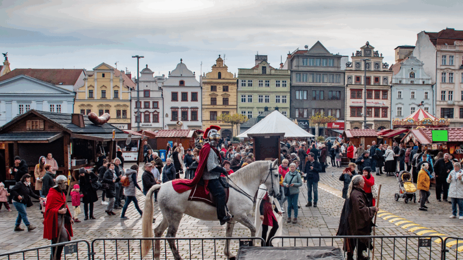 St. Martin's Market in Pilsen arrival of saint Martin on a white horse