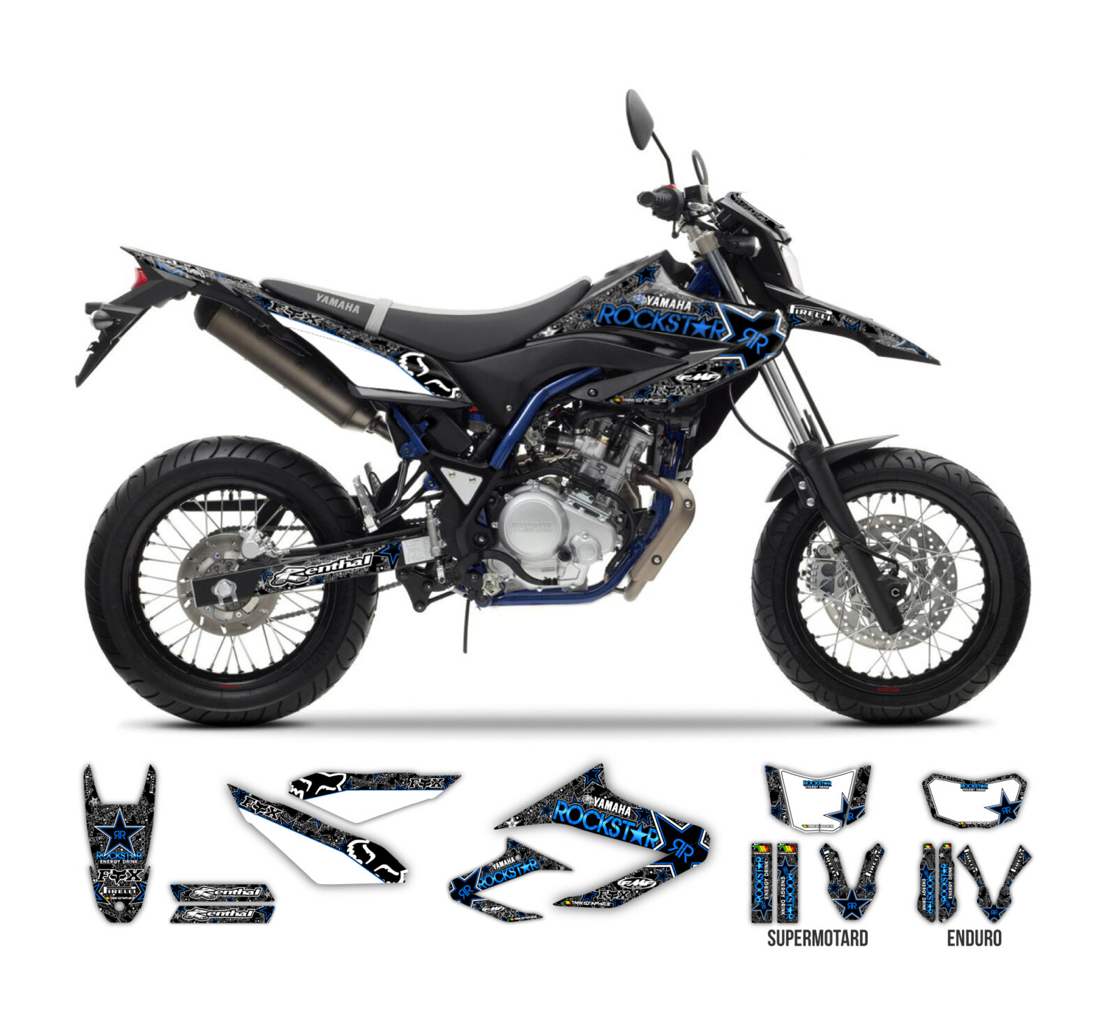 KIT ADESIVI GRAFICHE SX MOTO YAMAHA WR 125 250 2016 2017 2018 DECALS DEKOR