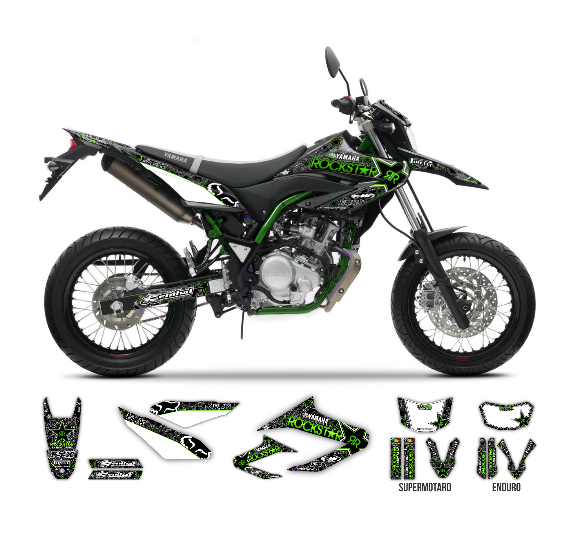 YAMAHA WR 125 X Rockstar Fox Graphics Series (Black/Blue
