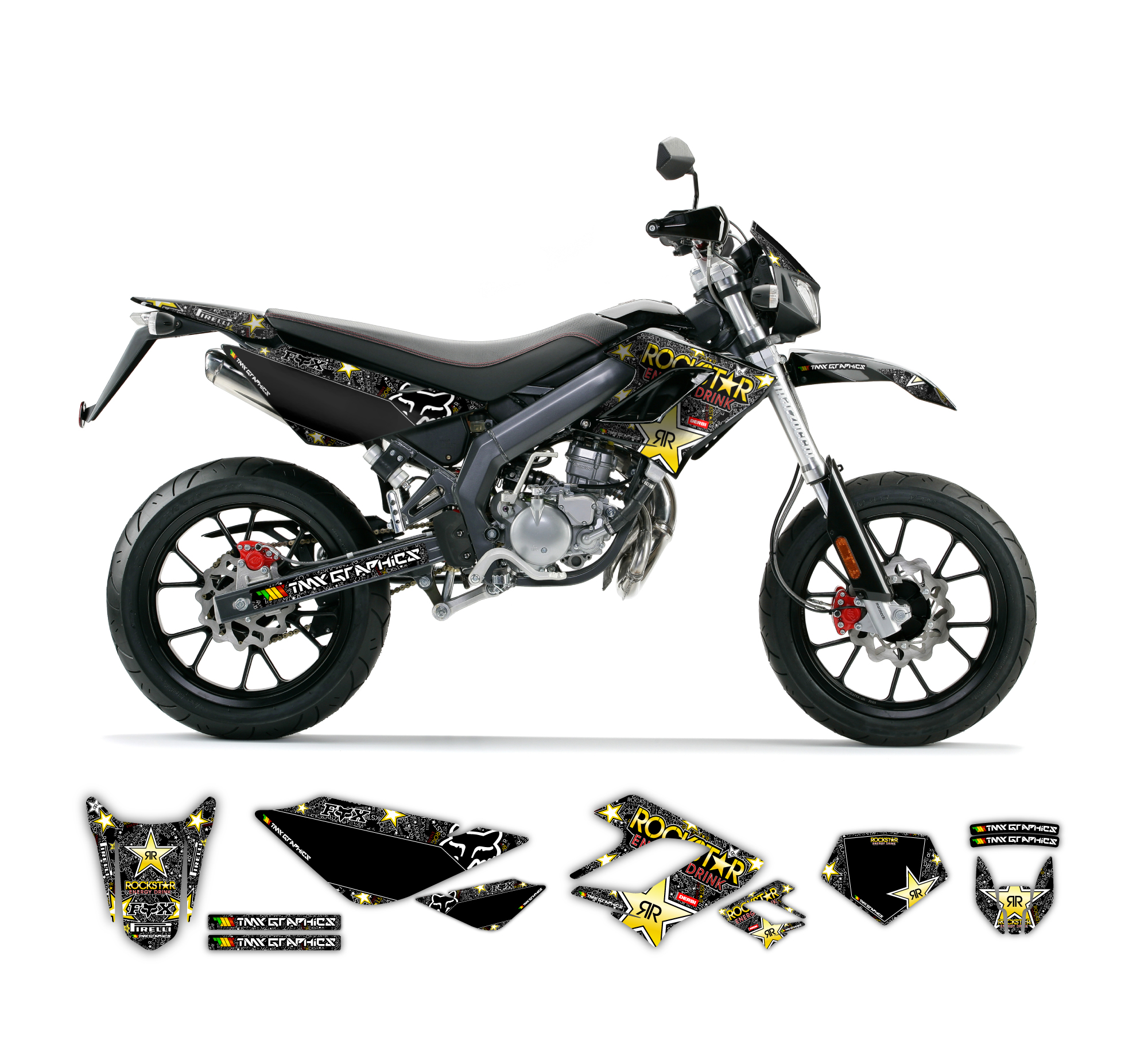 DERBI DRD RACING Rockstar Fox Graphics Series TMX Graphics