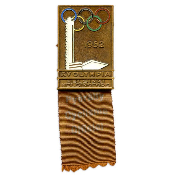 helsinki-1952_officials' badge Helsinki Olympic Games 1952 Officials' badge The Sports Museum of Finland