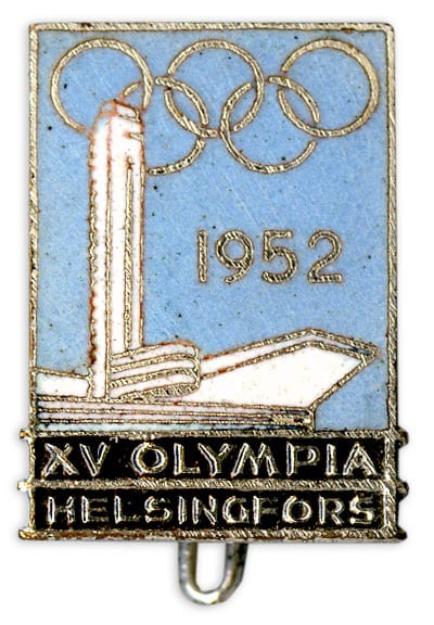 helsinki-1952_olympic badge 1 Helsinki Olympic Games 1952 Olympic badge The Sports Museum of Finland