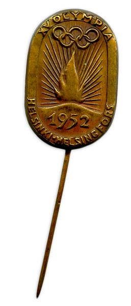 helsinki-1952_olympic badge 2 Helsinki Olympic Games 1952 Olympic pin The Sports Museum of Finland