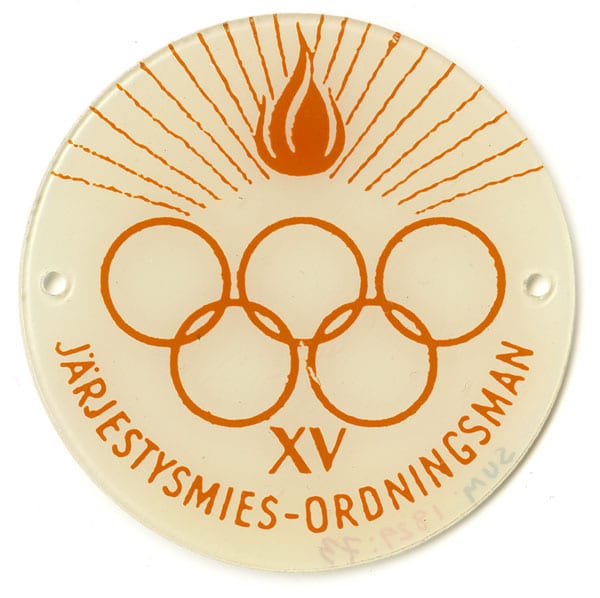 helsinki-1952_olympic badge 8 Helsinki Olympic Games 1952 Olympic badge The Sports Museum of Finland