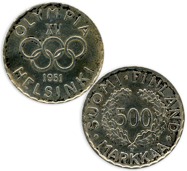 helsinki-1952_Olympic coin 1951 Helsinki Olympic Games 1952 Olympic coin The Sports Museum of Finland