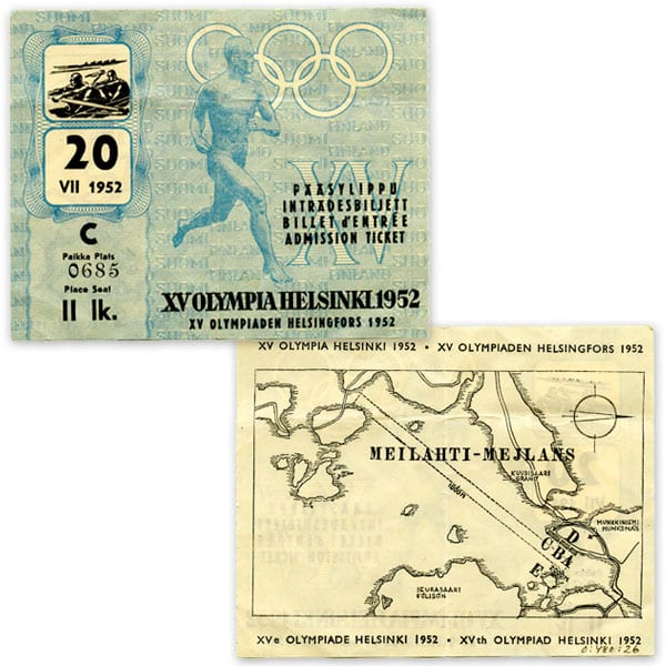 helsinki-1952_Admission ticket (rowing) Helsinki Olympic Games 1952 Admission ticket (rowing) The Sports Museum of Finland
