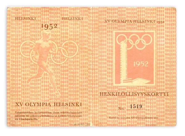 helsinki-1952_Identity card 2 Helsinki Olympic Games 1952 Identity card The Sports Museum of Finland