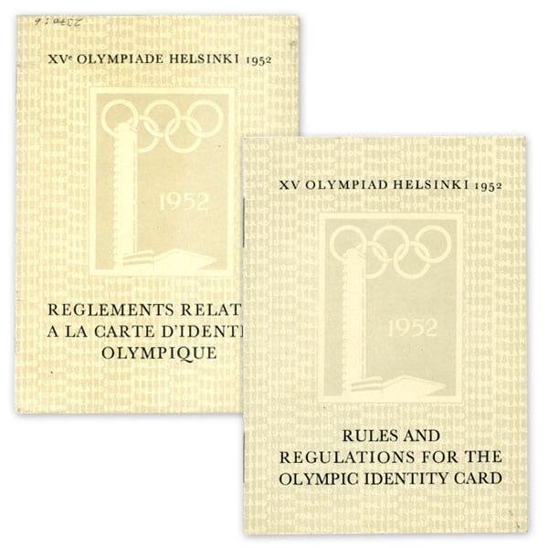 helsinki-1952_Regulations booklet of identity card Helsinki Olympic Games 1952 Regulations booklet of identity card The Sports Museum of Finland