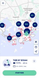 tier sähköpotkulauta saatavuus