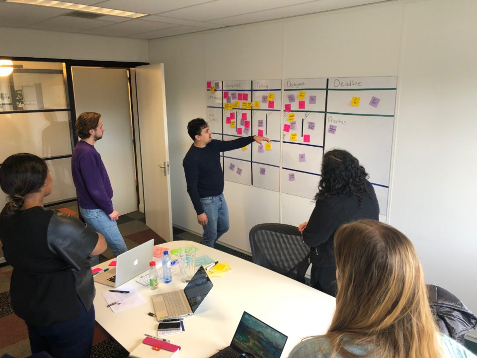 Foto van de eerste test van het KANBAN bord