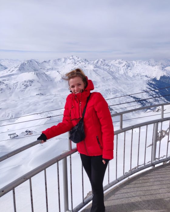 Leanne op wintersport
