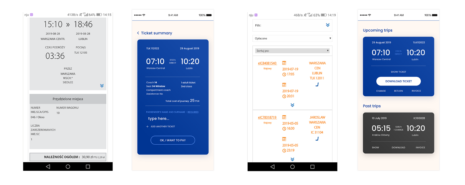 Here you can see comparison between screens of current ICC page and my app