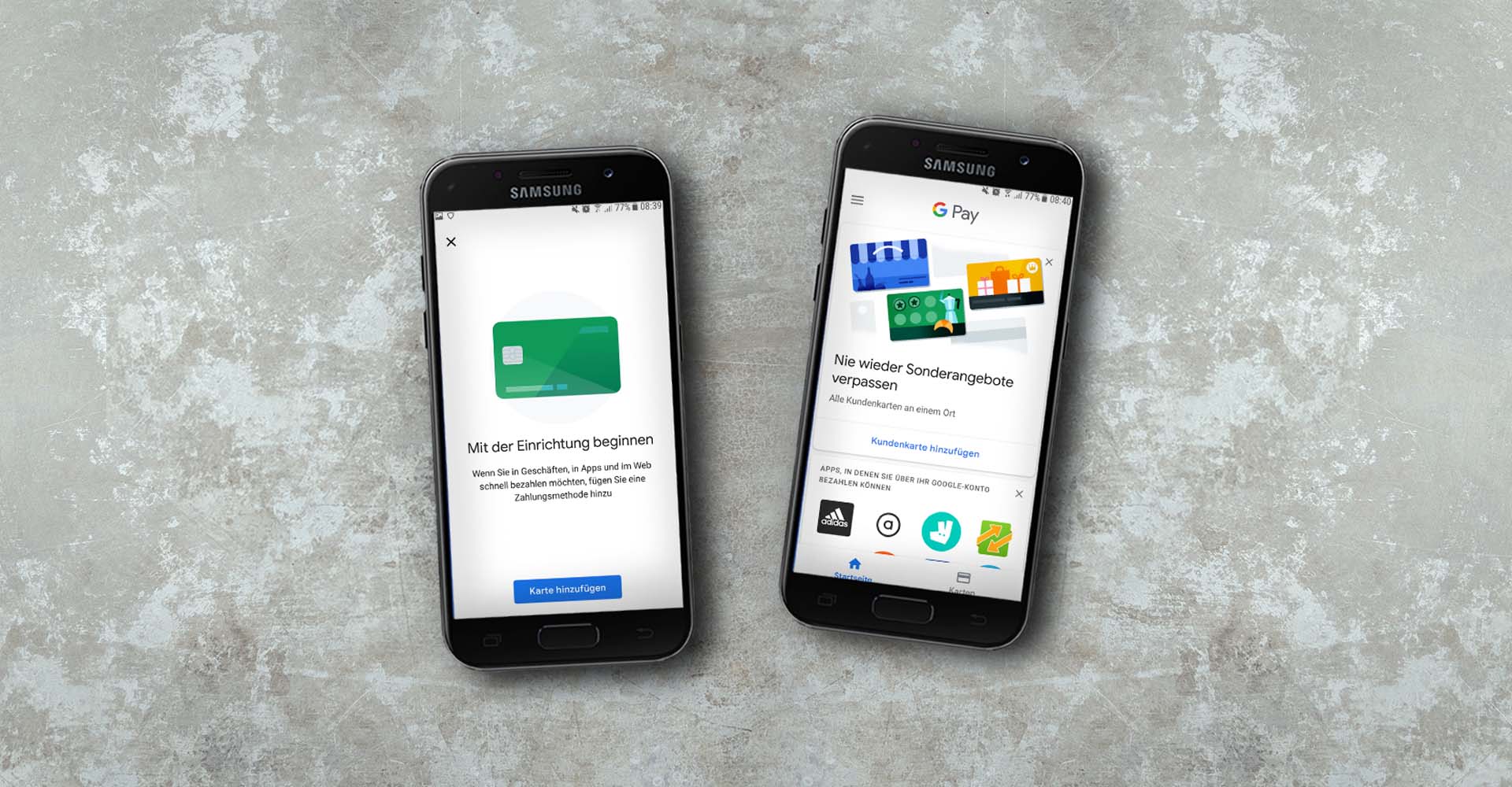 Google Pay-App auf Samsung-Smartphones.