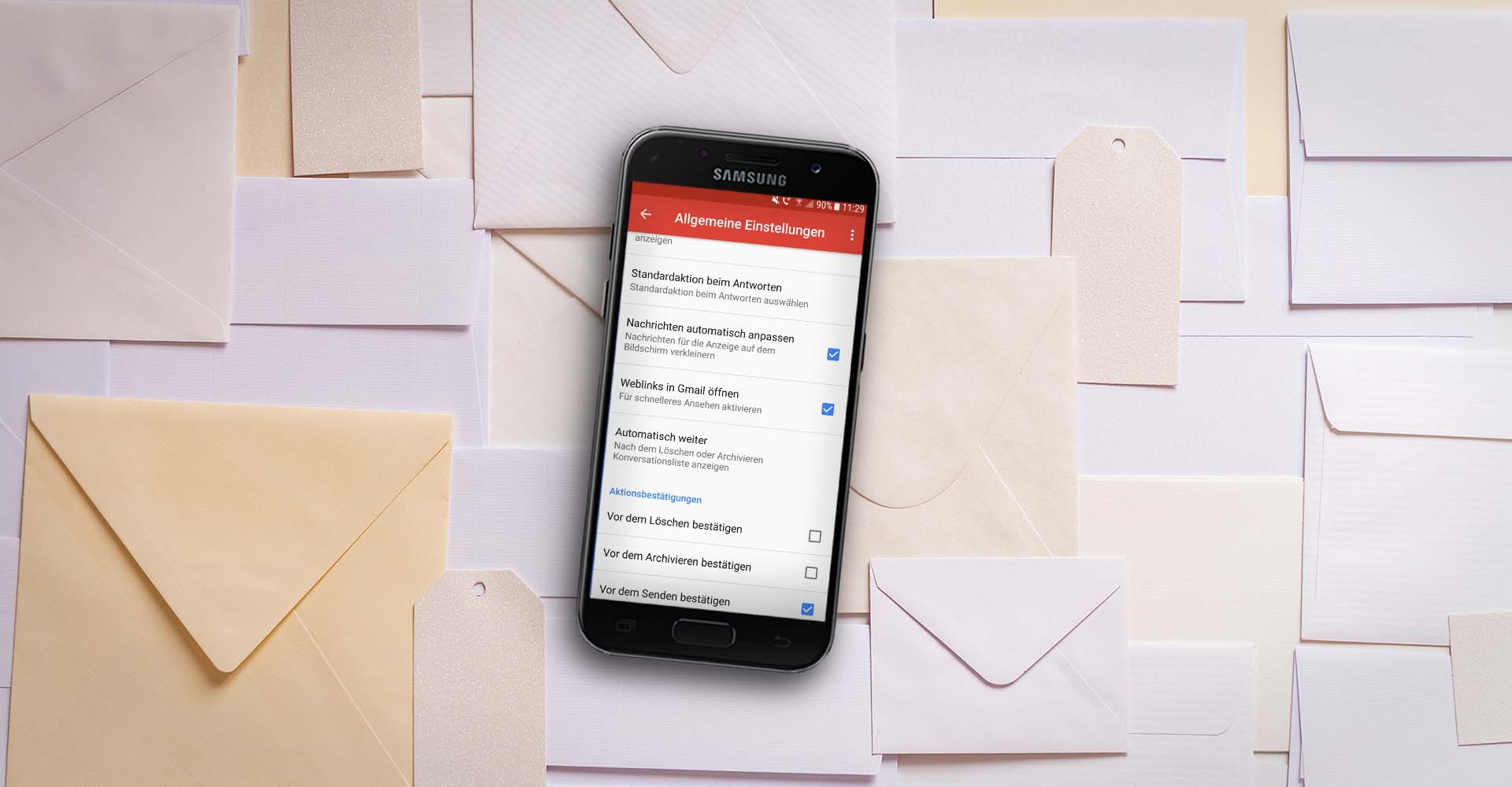 Gmail-App auf einem Samsung-Smartphone.