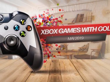 Ein Xbox-One-Controller neben einem Banner, auf dem „Xbox Games with Gold” steht.