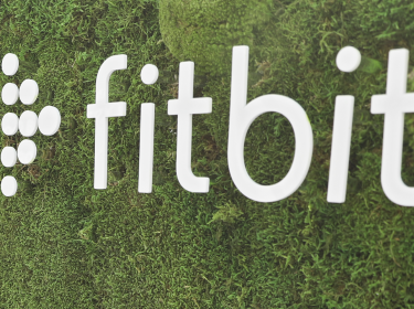 Das weiße Fitbit-Logo.